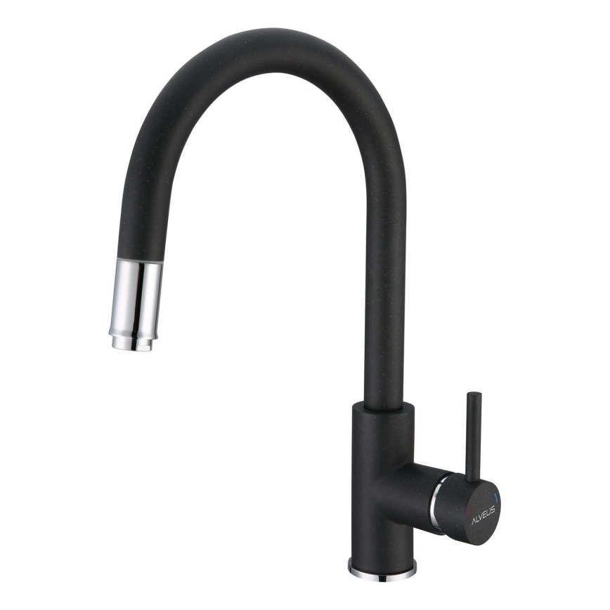 ALVEUS 1129022 - Dřezová baterie s vytahovací sprškou DELOS 38 cm granit/černá