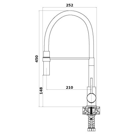 ALVEUS 1129024 - Dřezová baterie s flexibilním ramínkem ELIA 45 cm lesklý chrom/černá