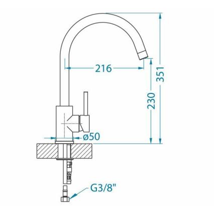 ALVEUS 1129028 - Dřezová baterie ELZA 35,1 cm kartáčovaná ocel