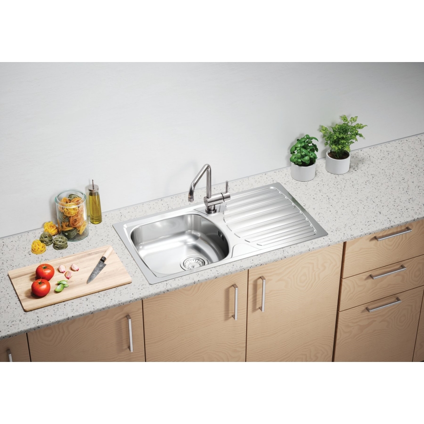 ALVEUS 1136539 - Kuchyňský dřez BASIC 78x43,5 cm matná ocel/satin, velká výpusť
