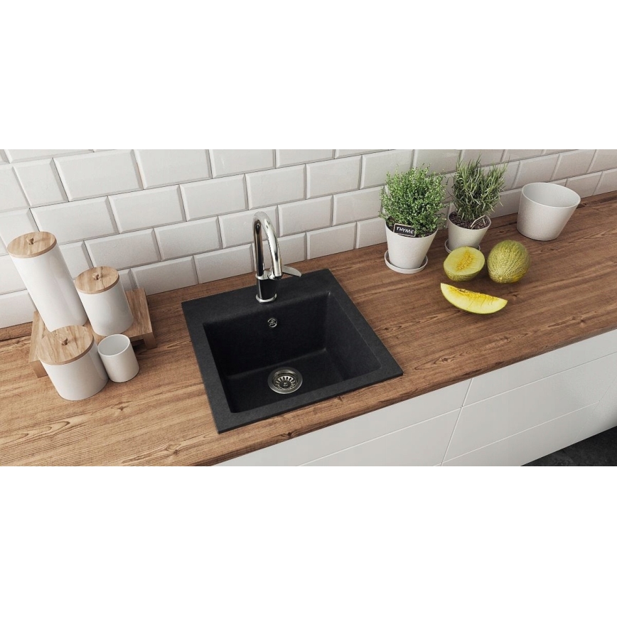 ALVEUS 1149113 - Kuchyňský dřez GEM 50x50 cm granit/černá
