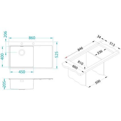 ALVEUS 1149518 - Kuchyňský dřez PURE 86x52,5 cm nerezová ocel