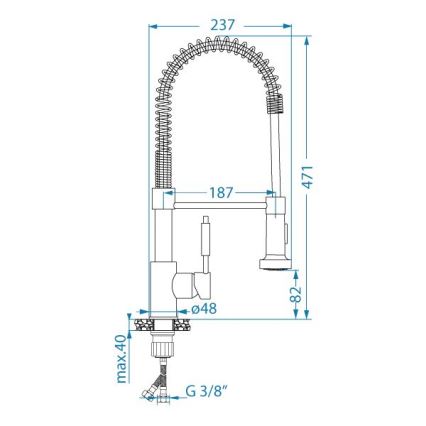 ALVEUS 1150886 - Dřezová baterie s flexibilním ramínkem se sprškou URBAN 47,1 cm satin