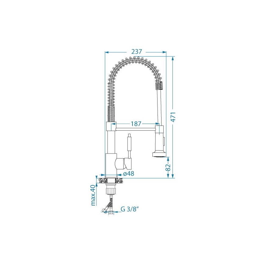ALVEUS 1150886 - Dřezová baterie s flexibilním ramínkem se sprškou URBAN 47,1 cm satin