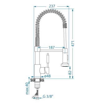 ALVEUS 1150887 - Dřezová baterie s flexibilním ramínkem se sprškou URBAN 47,1 cm černá