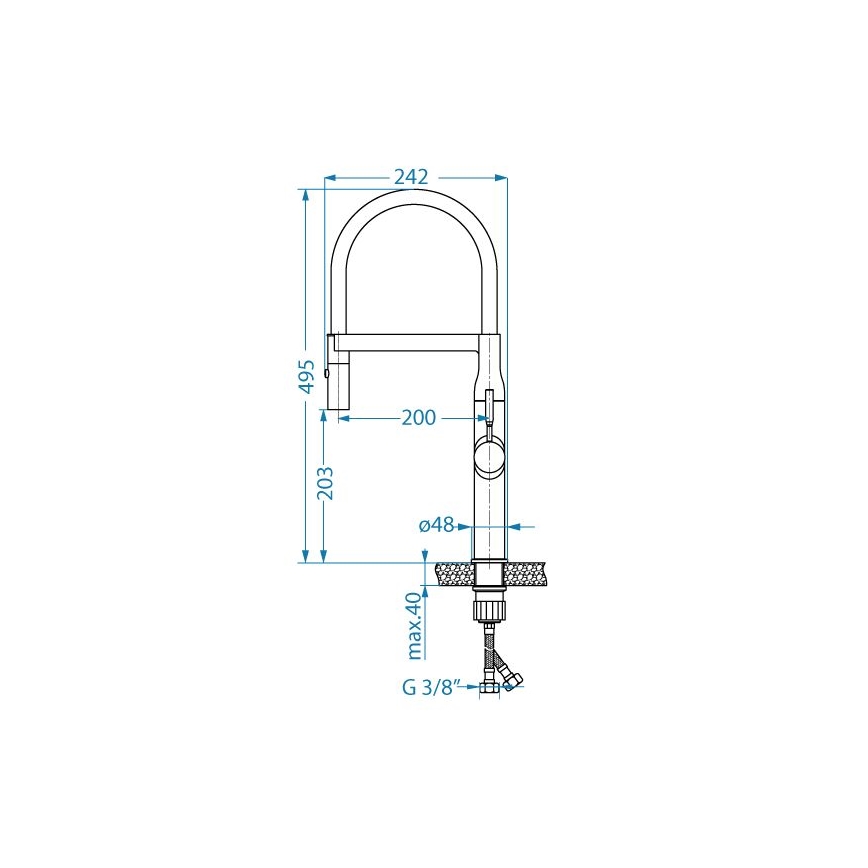 ALVEUS 1150893 - Dřezová baterie s flexibilním ramínkem se sprškou MIRAGE 49,5 cm černá