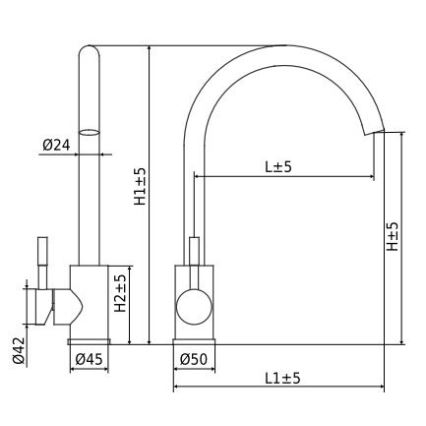 ALVEUS ES3508A - Dřezová baterie VIOLA 36,7 cm kartáčovaná ocel