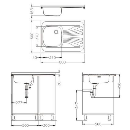 ALVEUS SETA24019 - Kuchyňský dřez CLASSIC 80x60 cm + dřezová baterie s flexibilním ramínkem MINTAS 34 cm nerez/černá