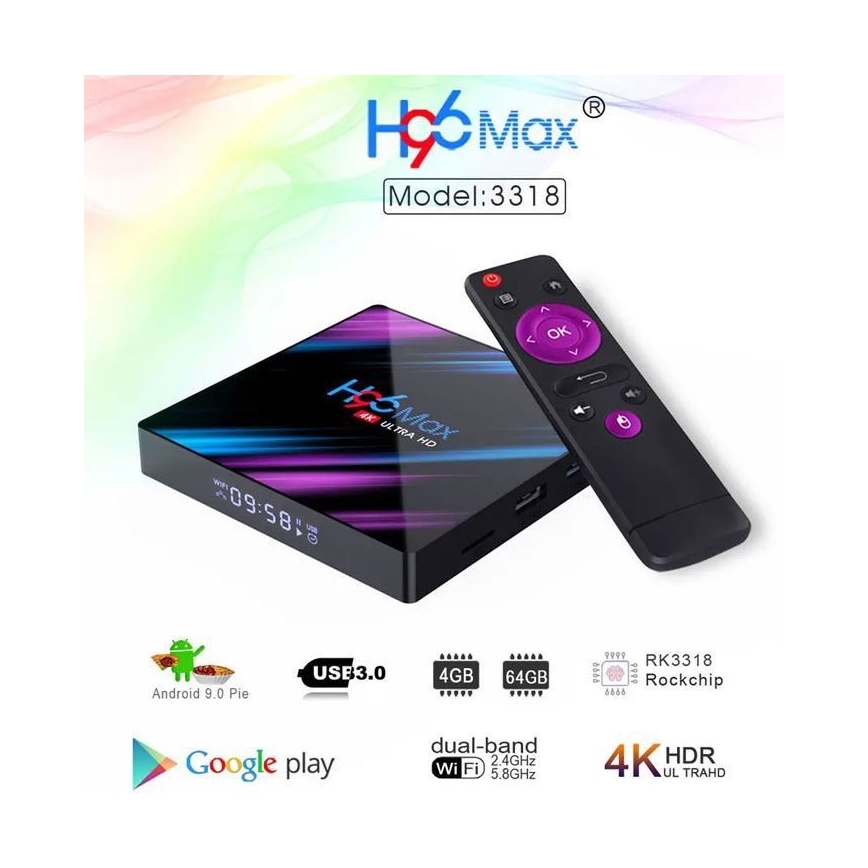 Android TV box SMART 4GB RAM 4K Wi-Fi + dálkové ovládání