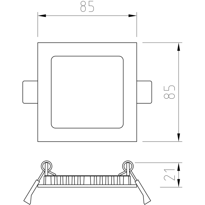 APLED - LED Koupelnové podhledové svítidlo SQUARE LED/3W/230V IP41 85x85 mm