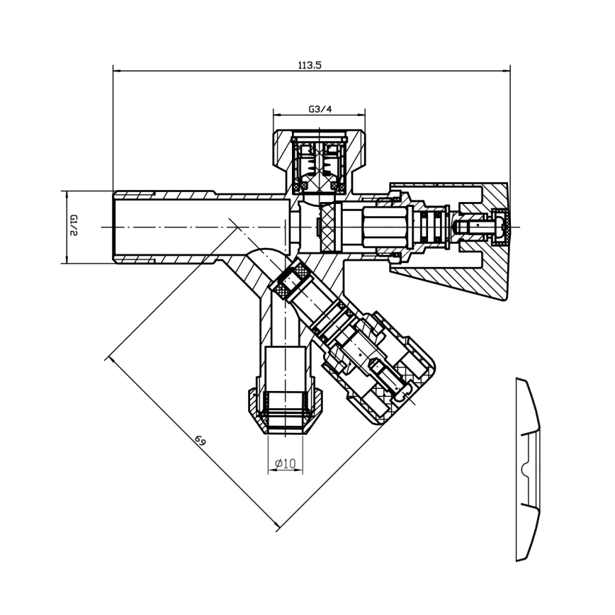 Aqualine - Kombinovaný ventil lesklý chrom