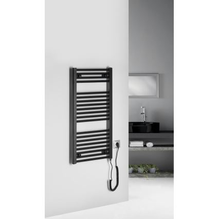 Aqualine - Koupelnový elektrický radiátor DIRECT-E 300W/230V 96 cm matná černá rovný
