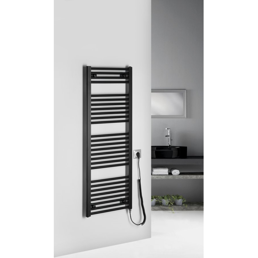 Aqualine - Koupelnový elektrický radiátor DIRECT-E 400W 132x45 cm matná černá