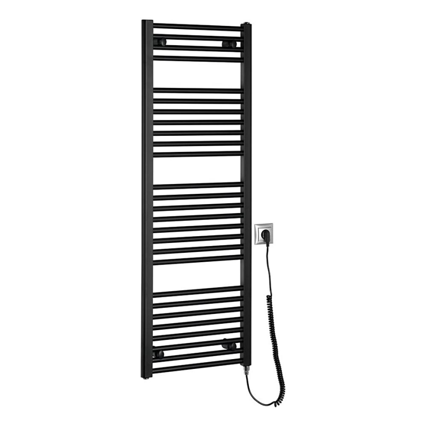 Aqualine - Koupelnový elektrický radiátor DIRECT-E 400W/230V 132 cm matná černá rovný