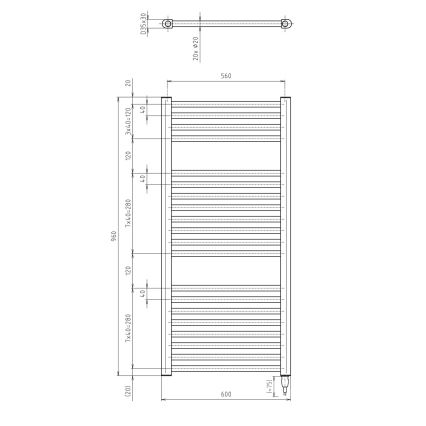 Aqualine - Koupelnový elektrický radiátor DIRECT-E 400W/230V 96 cm bílá rovný
