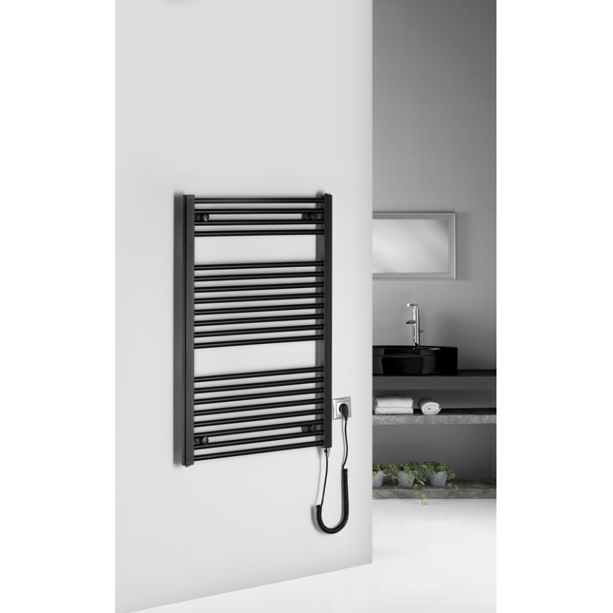 Aqualine - Koupelnový elektrický radiátor DIRECT-E 400W/230V 96 cm matná černá rovný