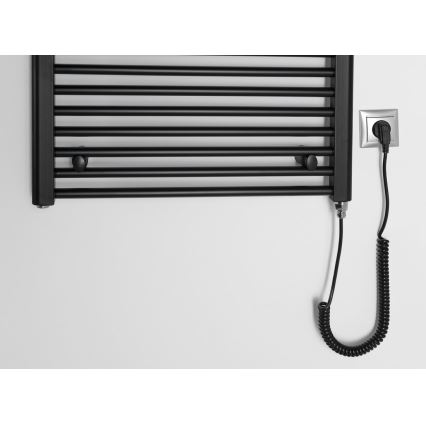Aqualine - Koupelnový elektrický radiátor DIRECT-E 400W/230V 96 cm matná černá rovný