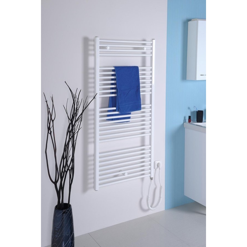 Aqualine - Koupelnový elektrický radiátor DIRECT-E 600W/230V 132 cm bílá rovný