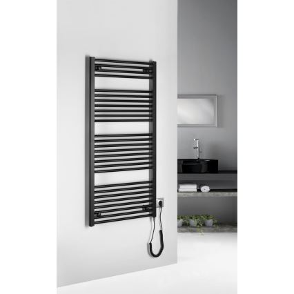 Aqualine - Koupelnový elektrický radiátor DIRECT-E 600W/230V 132 cm matná černá rovný
