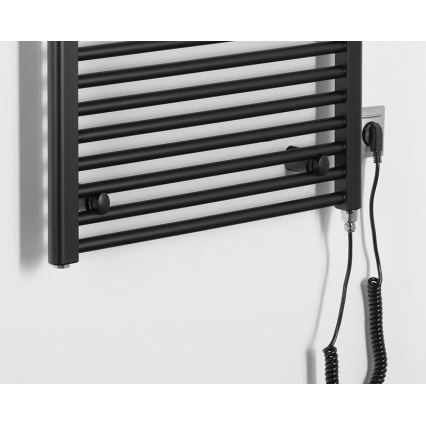 Aqualine - Koupelnový elektrický radiátor DIRECT-E 600W/230V 132 cm matná černá rovný