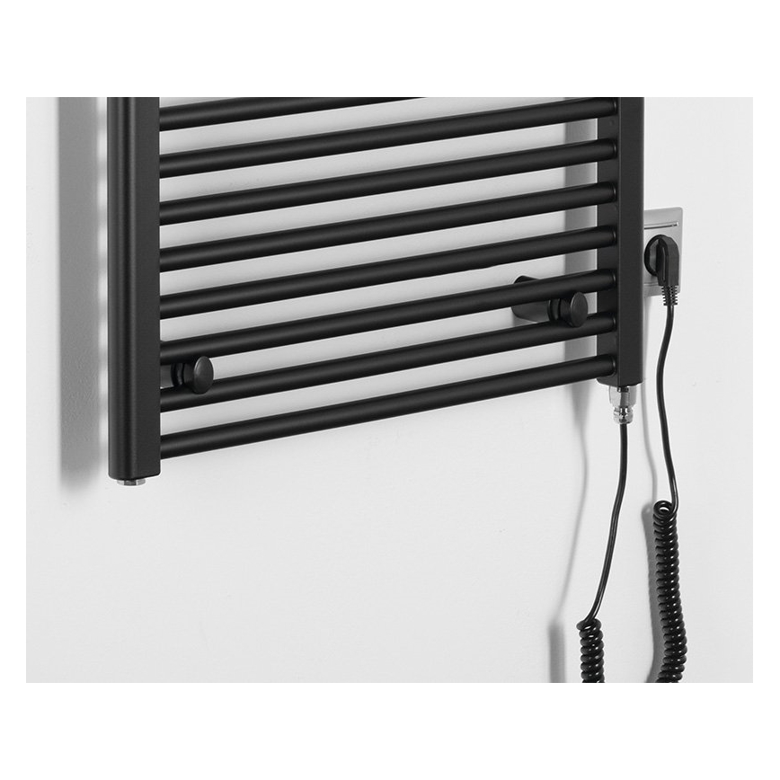 Aqualine - Koupelnový elektrický radiátor DIRECT-E 600W/230V 132 cm matná černá rovný