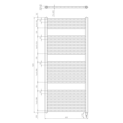 Aqualine - Koupelnový elektrický radiátor DIRECT-E 600W/230V 132 cm matná černá rovný