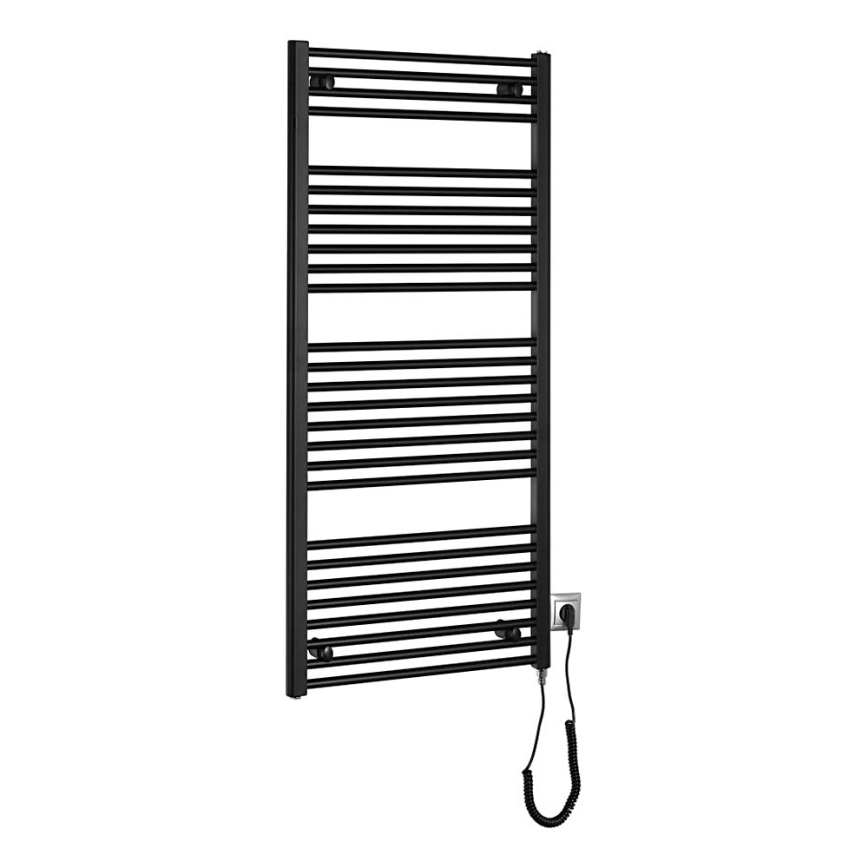 Aqualine - Koupelnový elektrický radiátor DIRECT-E 600W/230V 132 cm matná černá rovný