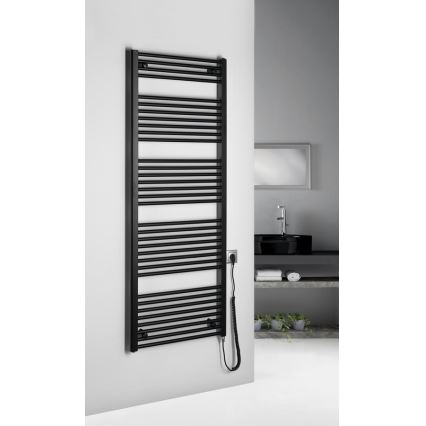 Aqualine - Koupelnový elektrický radiátor DIRECT-E 800W/230V 168 cm matná černá rovný