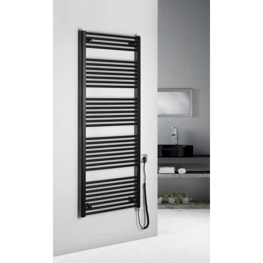 Aqualine - Koupelnový elektrický radiátor DIRECT-E 800W/230V 168 cm matná černá rovný