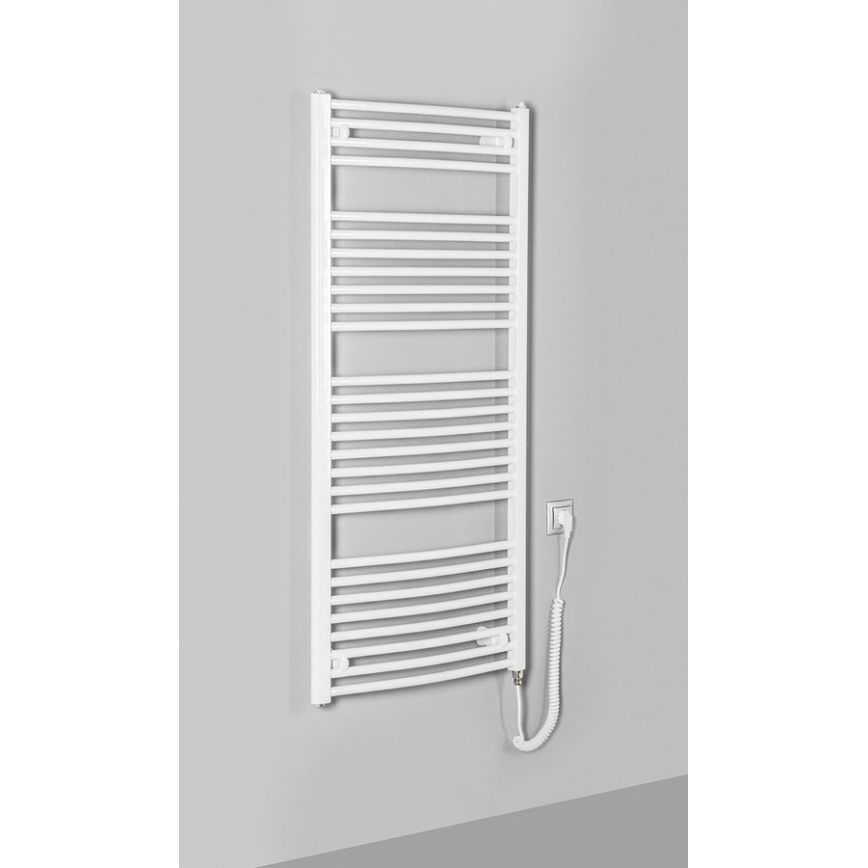 Aqualine - Koupelnový elektrický radiátor ORBIT-E 600W 132x60 cm bílá kulatý