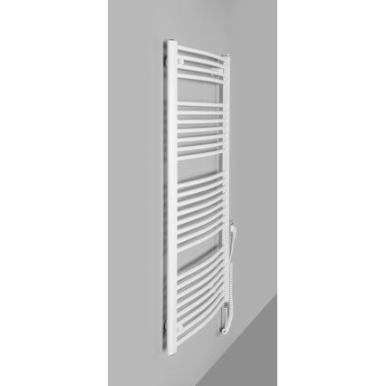 Aqualine - Koupelnový elektrický radiátor ORBIT-E 600W 132x60 cm bílá kulatý