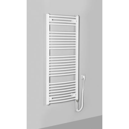 Aqualine - Koupelnový elektrický radiátor ORBIT-E 600W/230V 132 cm bílá oblý