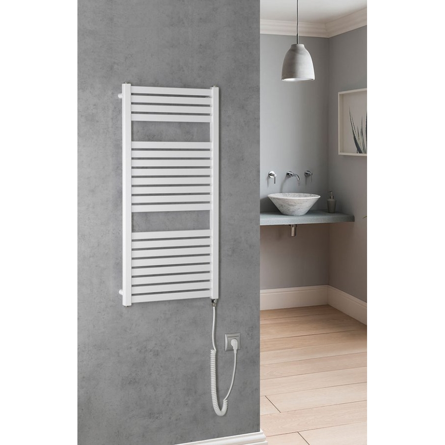Aqualine - Koupelnový elektrický radiátor TONDI-E 300W/230V 97 cm bílá rovný