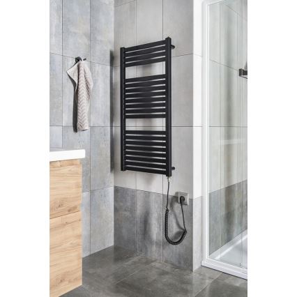 Aqualine - Koupelnový elektrický radiátor TONDI-E 300W/230V 97 cm matná černá rovný