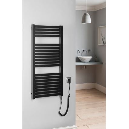 Aqualine - Koupelnový elektrický radiátor TONDI-E 300W/230V 97 cm matná černá rovný