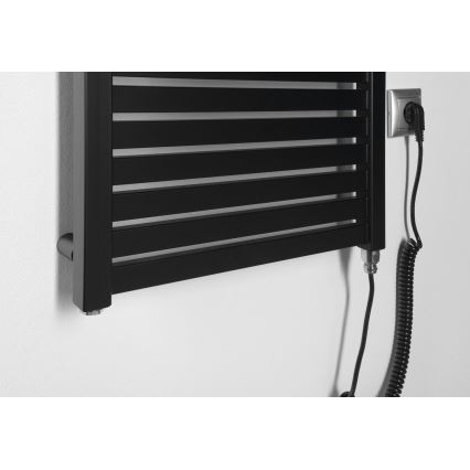 Aqualine - Koupelnový elektrický radiátor TONDI-E 300W/230V 97 cm matná černá rovný