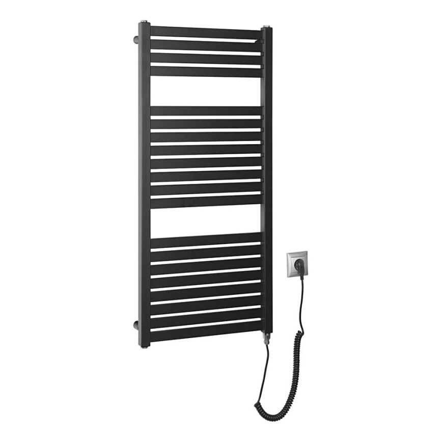 Aqualine - Koupelnový elektrický radiátor TONDI-E 300W/230V 97 cm matná černá rovný