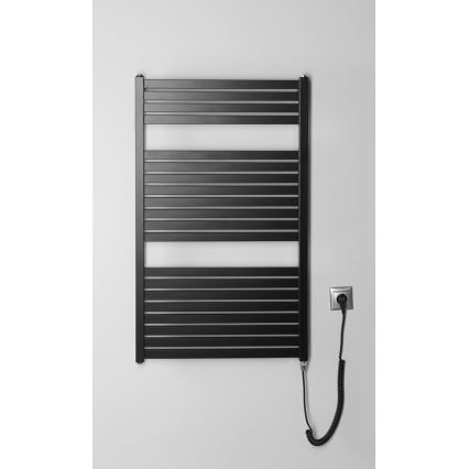 Aqualine - Koupelnový elektrický radiátor TONDI-E 400W/230V 97 cm matná černá rovný