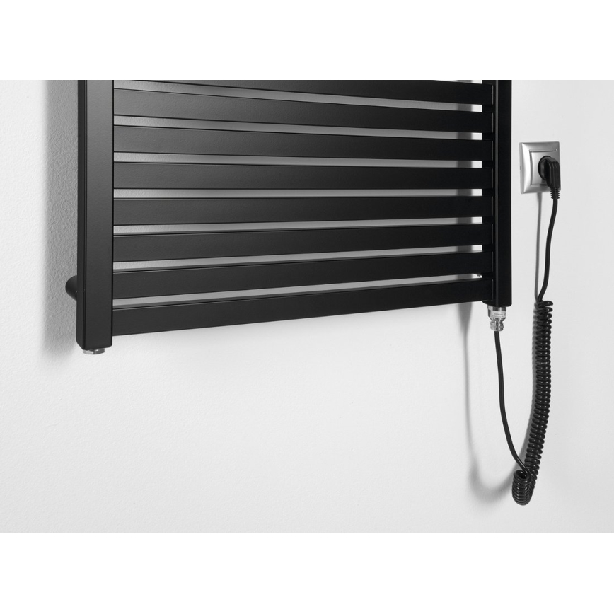 Aqualine - Koupelnový elektrický radiátor TONDI-E 400W/230V 97 cm matná černá rovný