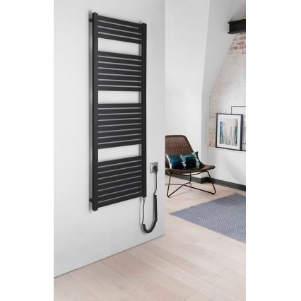 Aqualine - Koupelnový elektrický radiátor TONDI-E 500W 133x45 cm matná černá