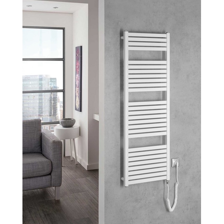Aqualine - Koupelnový elektrický radiátor TONDI-E 500W/230V 133 cm bílá rovný