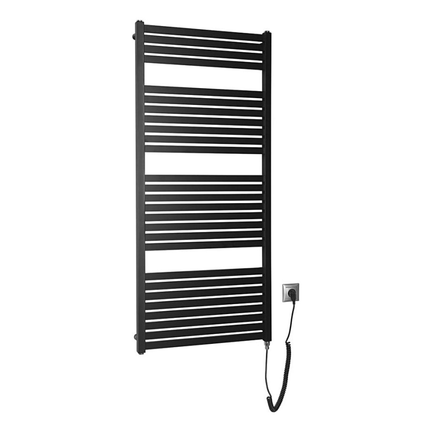 Aqualine - Koupelnový elektrický radiátor TONDI-E 600W/230V 133 cm matná černá rovný