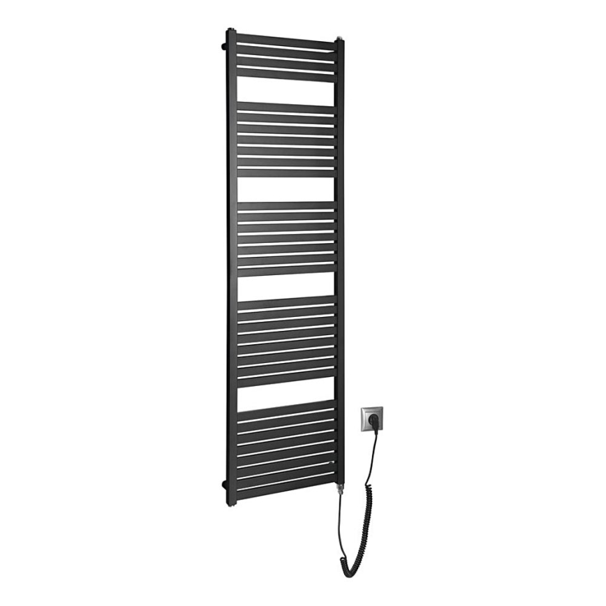 Aqualine - Koupelnový elektrický radiátor TONDI-E 600W/230V 169 cm matná černá rovný