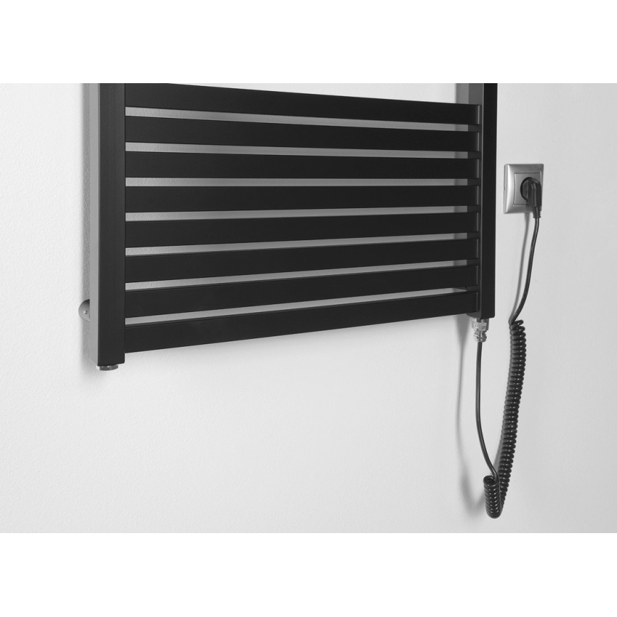 Aqualine - Koupelnový elektrický radiátor TONDI-E 800W/230V 169 cm matná černá rovný