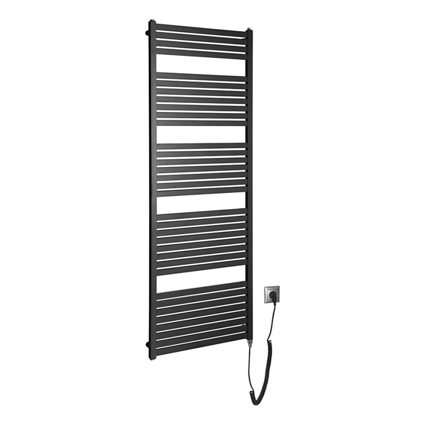 Aqualine - Koupelnový elektrický radiátor TONDI-E 800W/230V 169 cm matná černá rovný