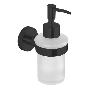 Aqualine - Nástěnný dávkovač mýdla SAMBA 150 ml mléčné sklo/matná černá