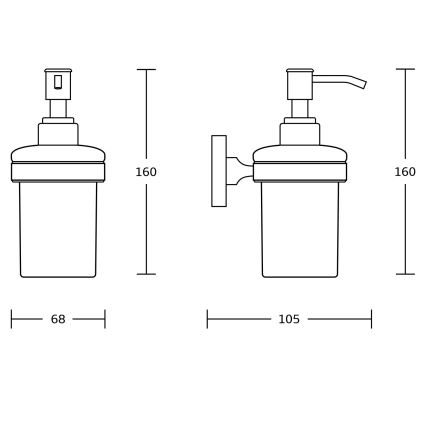 Aqualine - Nástěnný dávkovač mýdla SAMBA 150 ml mléčné sklo/matná černá