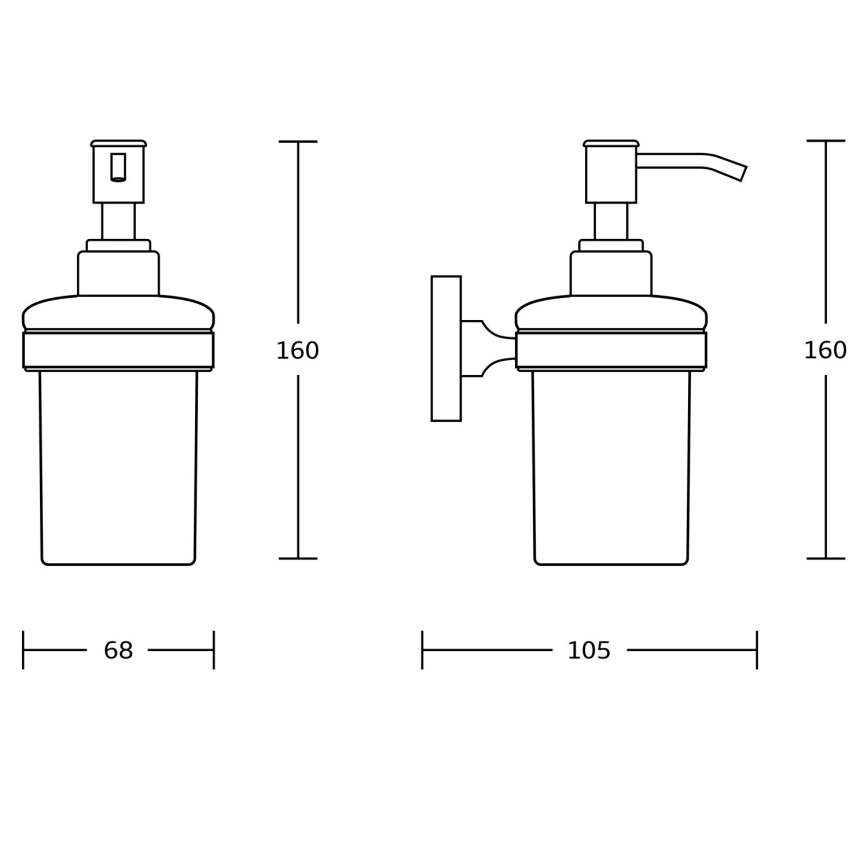 Aqualine - Nástěnný dávkovač mýdla SAMBA 150 ml mléčné sklo/matná černá