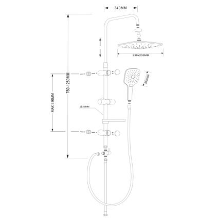 Aqualine - Sprchová sada KERA lesklý chrom