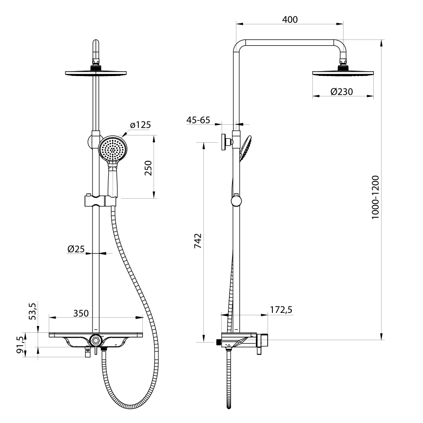 Aqualine - Sprchová sada s baterií ARONA matná černá